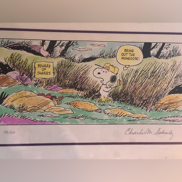 Charles M. Schulz Original Peanuts Sports Edition “Beware of Snakes” 1995 - Picture 2 of 5